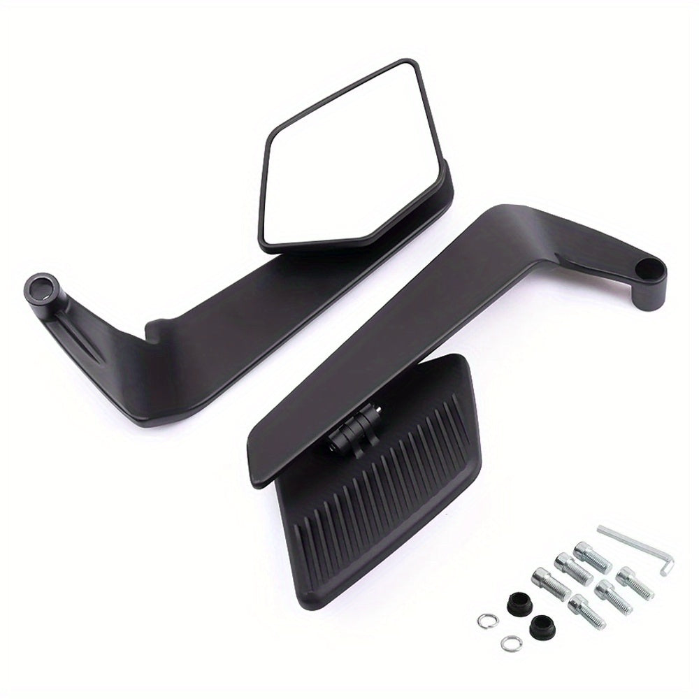 Universal Metallic Wing Mirrors – Foldable & Rotatable Bike Side Mirrors (Pair)