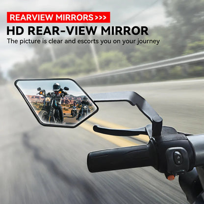 Universal Metallic Wing Mirrors – Foldable & Rotatable Bike Side Mirrors (Pair)
