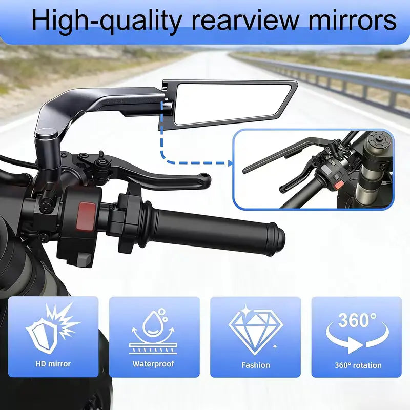 Adjustable Aero Wing Bike Universal Mirrors (Metal Body) pair